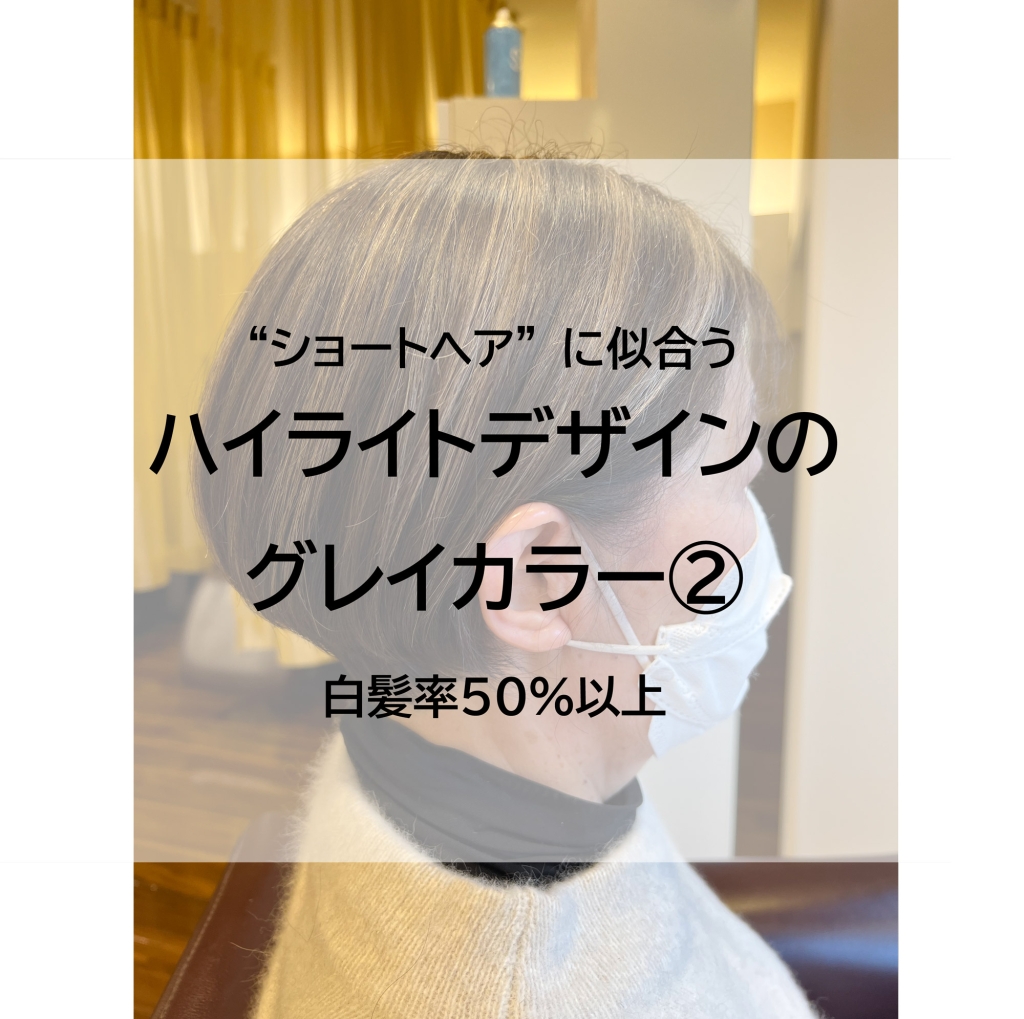 【レポート:edol qon】<br>ショートヘアに似合うハイライトデザインのグレイカラー②（白髪率５０％以上）<br>SAVOY SHISEI